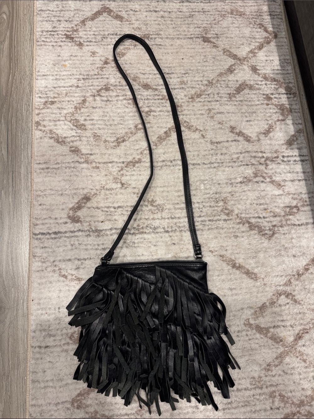 Ming Wang Black Fringe Crossbody Bag